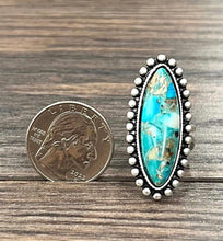 Load image into Gallery viewer, Cowgirl Lux Turquoise Faux Ring
