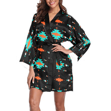 Load image into Gallery viewer, Orange Turquoise Women's Lounge Kimono Robe
