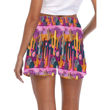 Load image into Gallery viewer, Women&#39;s Pink Cactus Beach Board Shorts
