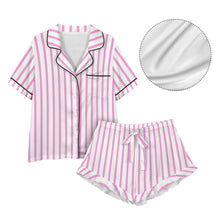 Load image into Gallery viewer, Baha Ranch Retro Pop Western Wild West Pink Pin Stripe Satin Pajamas
