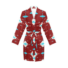 Load image into Gallery viewer, Burgandy Aztec Women&#39;s Belted Satin Feel Dressing Lounge Robe
