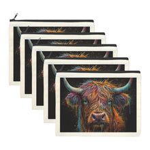 Load image into Gallery viewer, Painted Highland Cow Cosmetic Bag Pack of 5 Made in America
