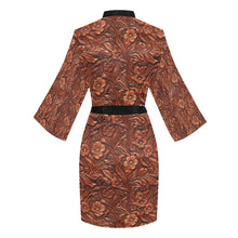 Load image into Gallery viewer, Tooled Leather Print Women&#39;s Lounge Kimono Robe

