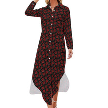 Load image into Gallery viewer, Baha Ranch Colores de Mexico Romantic Roses Button-Up Long Sleeve Shirt Dress

