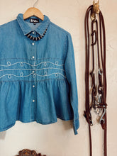 Load image into Gallery viewer, The Loopty Lou Long Sleeve Denim Top-L/XL
