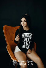 Load image into Gallery viewer, Whiskey Bent &amp; Hell Bound Graphic on Gildan Black Shirt – Graphic Tee, Long Sleeve &amp; Crewneck.
