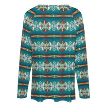 Load image into Gallery viewer, Baha Ranch Teal Aztec Long Sleeve Top
