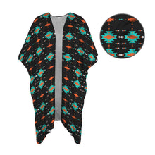 Load image into Gallery viewer, Black Turquoise Orange Aztec Duster Kimono Coverup
