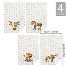 Load image into Gallery viewer, Set of 4 Minimalistic Cowboy Western Cattle Brands Kitchen Towels Made in America
