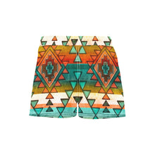 Load image into Gallery viewer, Women&#39;s Orange Aztec Beach Board Shorts
