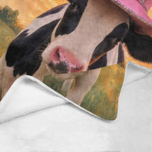 Load image into Gallery viewer, Baha Ranch Cowgirl Cow Ultra Soft Minky Fleece 60" x 80" Throw Blanket Made in America
