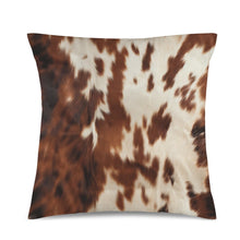 Load image into Gallery viewer, Brown Cow Hide Print Velvety Soft Throw Pillow Case Made in America
