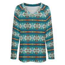 Load image into Gallery viewer, Baha Ranch Teal Aztec Long Sleeve Top
