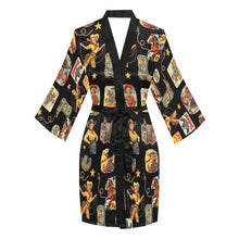 Load image into Gallery viewer, Vintage Cowgirl Collage Satin Kimono Sleeve Robe

