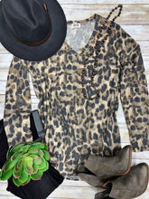 Load image into Gallery viewer, Fuzzy Leopard Long-Sleeve V-Neck Top
