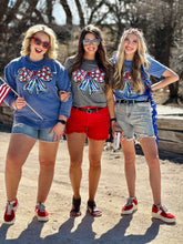 Load image into Gallery viewer, Callie Ann Stelter Patriotic Bow Poncho Sweatshirt
