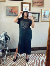 Load image into Gallery viewer, The Western Boot Stitch T-Shirt Dress in Brown
