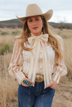 Load image into Gallery viewer, The Cream Stripe Bow Top
