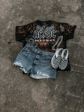 Load image into Gallery viewer, Handmade by me. Upcycled AC/DC Back in Black Bleached Patchwork Tee (One of a Kind)
