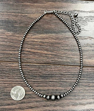 Load image into Gallery viewer, Faux 15" Silver Bead Necklace
