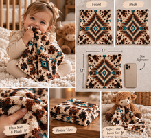 Load image into Gallery viewer, Turquoise Trails Western Plush Lovey Blanket
