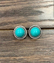 Load image into Gallery viewer, Faux 12mm Turquoise Stud Earrings
