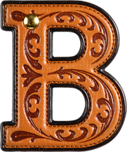 Load image into Gallery viewer, Monogrammed Initial Western Leather Look Saddle Longhorn Cowboy Cowgirl Kitchen Dish Towels Made in America
