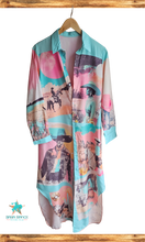 Load image into Gallery viewer, Baha Ranch Retro Pop Western Button Up Shirt Dress Duster
