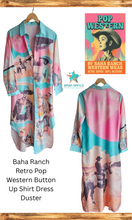 Load image into Gallery viewer, Baha Ranch Retro Pop Western Button Up Shirt Dress Duster
