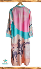 Load image into Gallery viewer, Baha Ranch Retro Pop Western Button Up Shirt Dress Duster
