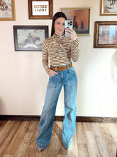 Load image into Gallery viewer, The Turner Top in Brown &amp; White
