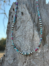 Load image into Gallery viewer, Corrugated Silver Pearl and Jasper Barrel Bead Necklace
