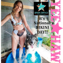 Load image into Gallery viewer, Yeehaw Brown Cow Print Bikini
