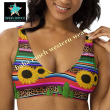 Load image into Gallery viewer, Yeehaw Sunflower Serape Cactus Bikini Top
