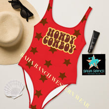 Load image into Gallery viewer, Yeehaw Howdy Cowboy One-Piece Swimsuit

