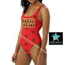 Load image into Gallery viewer, Yeehaw Howdy Cowboy One-Piece Swimsuit
