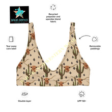 Load image into Gallery viewer, Ready To Ship Yeehaw Longhorn Cactus Bikini Top SIZE XL

