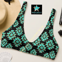 Load image into Gallery viewer, Yeehaw Turquoise Aztec Bikini Top
