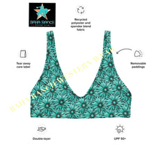 Load image into Gallery viewer, Yeehaw Turquoise Floral Leather Print Bikini Top Size Small Ready to ship
