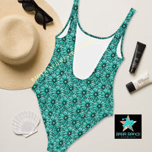 Load image into Gallery viewer, Yeehaw Turquoise Floral Leather Print One-Piece Swimsuit
