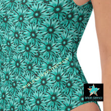 Load image into Gallery viewer, Yeehaw Turquoise Floral Leather Print One-Piece Swimsuit
