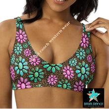 Load image into Gallery viewer, Yeehaw Pink Turquoise Cowgirl Bikini Top
