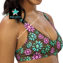 Load image into Gallery viewer, Yeehaw Pink Turquoise Cowgirl Bikini Top
