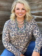 Load image into Gallery viewer, Fuzzy Leopard Long-Sleeve V-Neck Top
