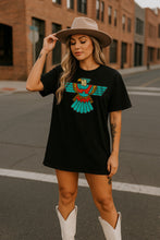 Load image into Gallery viewer, Turquoise Thunderbird Western Kids–Adult Gildan Black Shirt – Graphic Tee, Long Sleeve &amp; Crewneck
