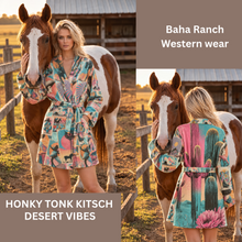 Load image into Gallery viewer, Baha Ranch Honky Tonk Kitsch Desert Vibes Minky Fleece Robe
