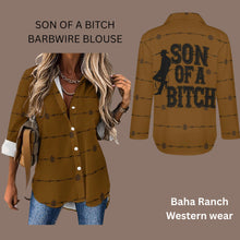 Load image into Gallery viewer, Baha Ranch Son of a Bitch Barbwire Long Sleeve Blouse
