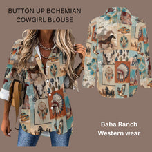 Load image into Gallery viewer, Baha Ranch Bohemian Dreams Cowgirl Button Up Blouse
