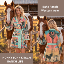 Load image into Gallery viewer, Baha Ranch Honky Tonk Kitsch Ranch Life Plush Minky Fleece Robe
