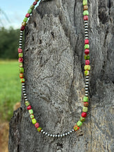 Load image into Gallery viewer, Cherry Limeade Jasper Beaded Necklace
